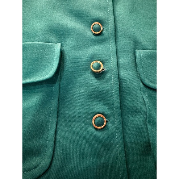 Vintage 70s Green Blazer Jacket Long Sleeve Button Front Pockets Coat Business - Picture 11 of 12
